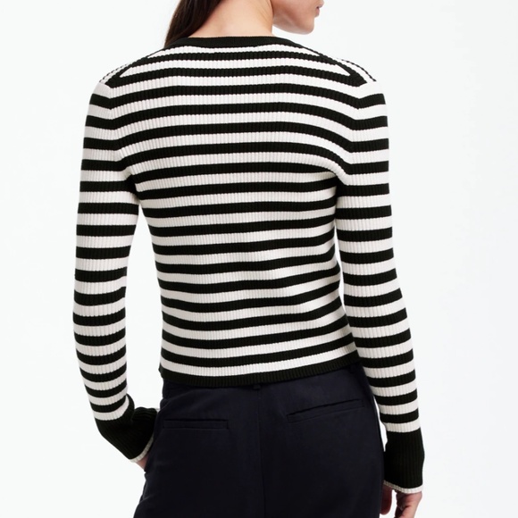 NWT Madewell Zip-Front Cardigan in True Black Stripe - Picture 2 of 5